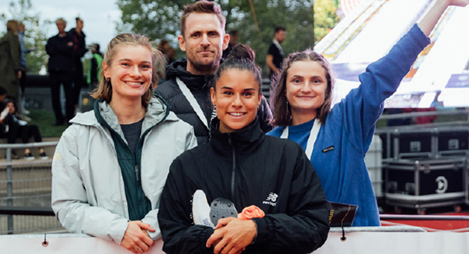 James Mortimer with athletes